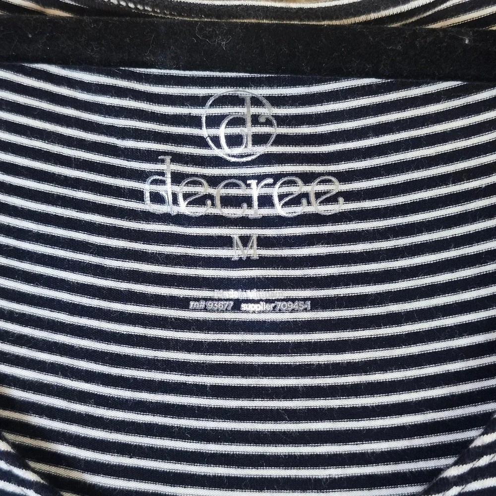 Decree Skater Dress Black White Striped Rayon Spandex Casual V-Neck Medium